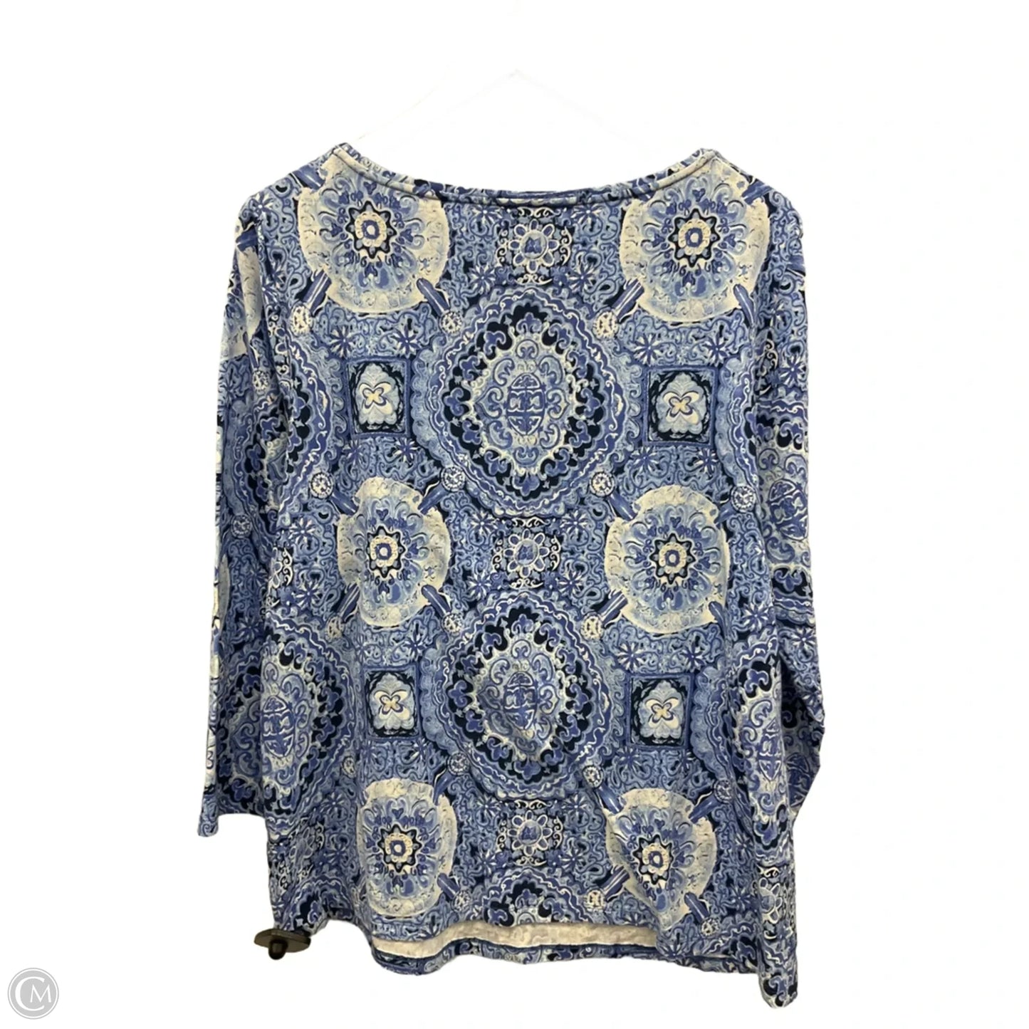 Top 3/4 Sleeve By Talbots In Blue & White, Size: Xl
