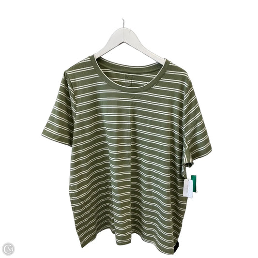 Top Short Sleeve By Cj Banks In Green & White, Size: 2x