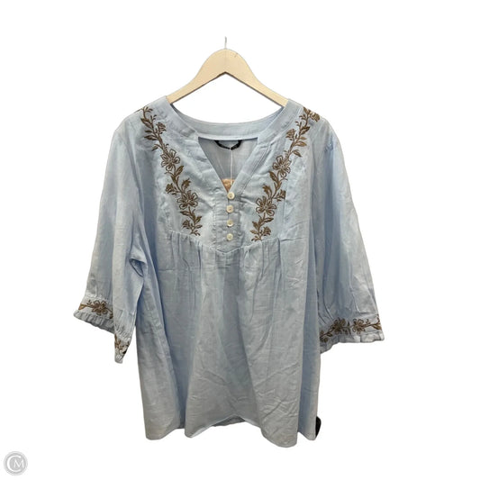 Top 3/4 Sleeve By Bloomchic In Blue, Size: 1x