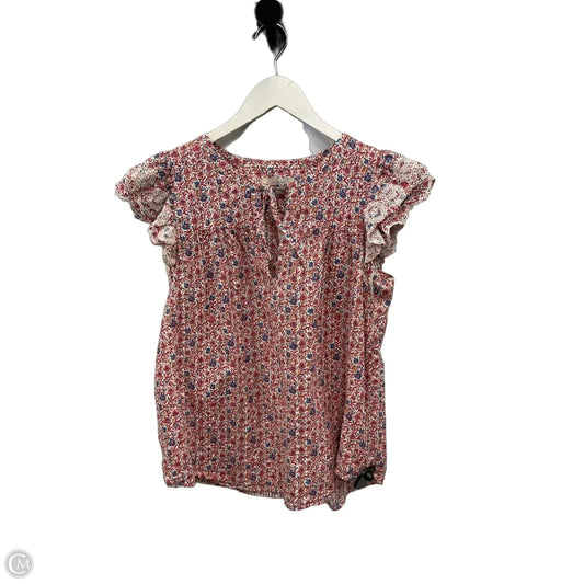 Top Short Sleeve By Loft In Multi-colored, Size: M