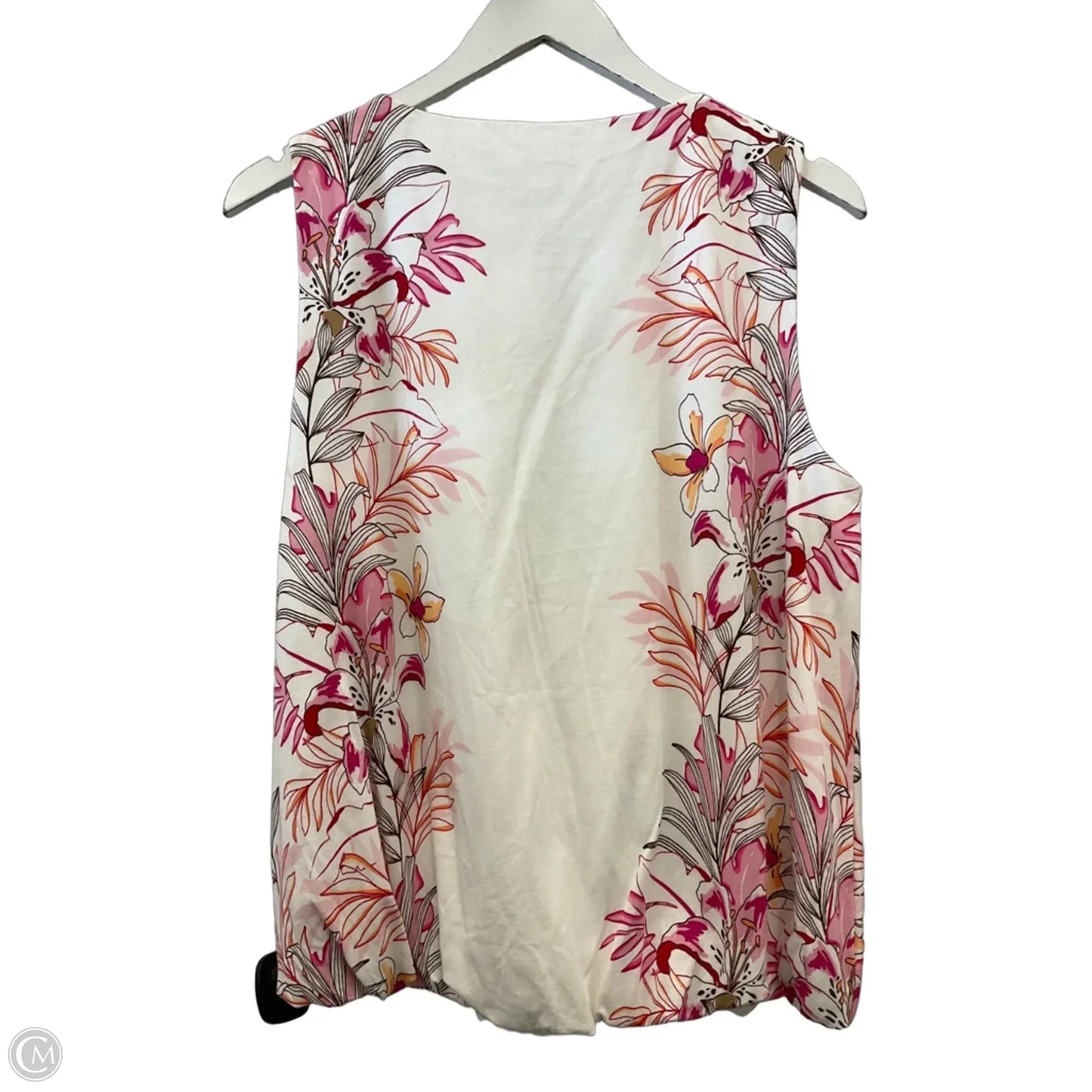 Top Sleeveless By Chicos In Pink & White, Size: L