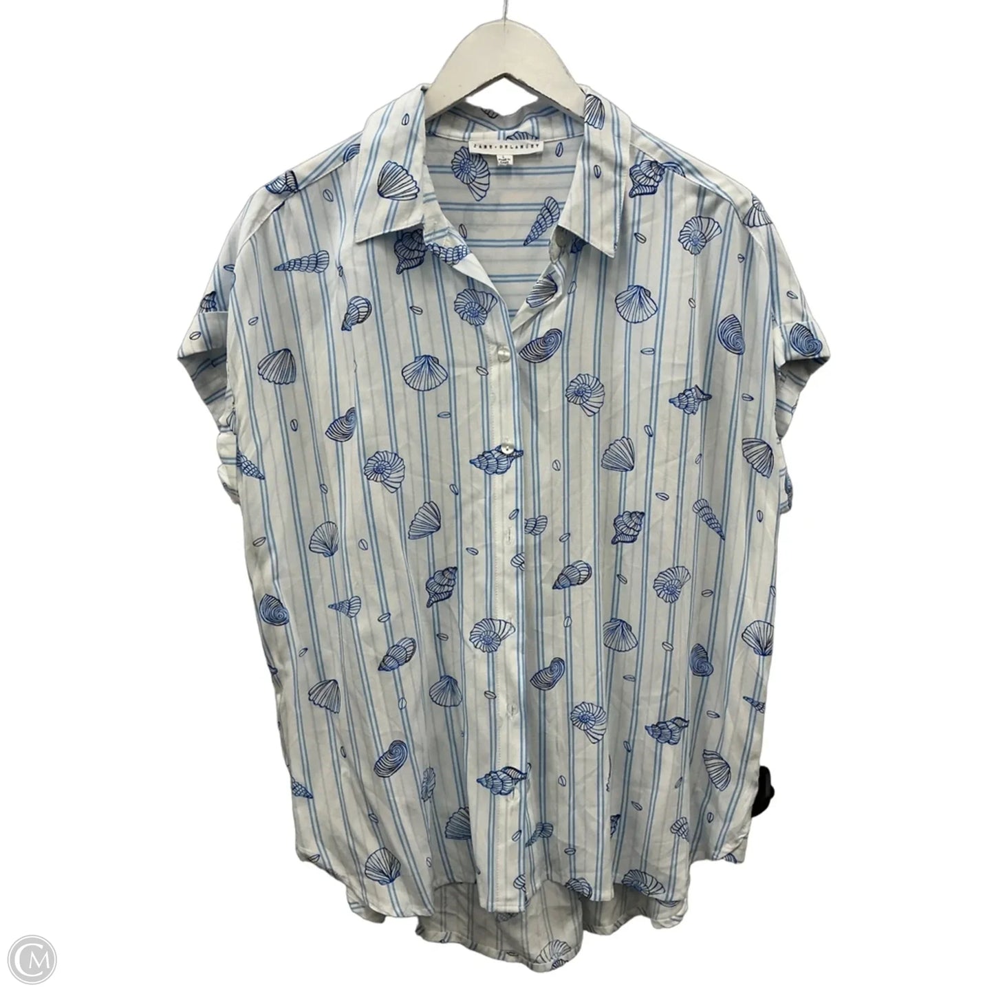 Top Short Sleeve By Jane And Delancey In Blue & White, Size: L