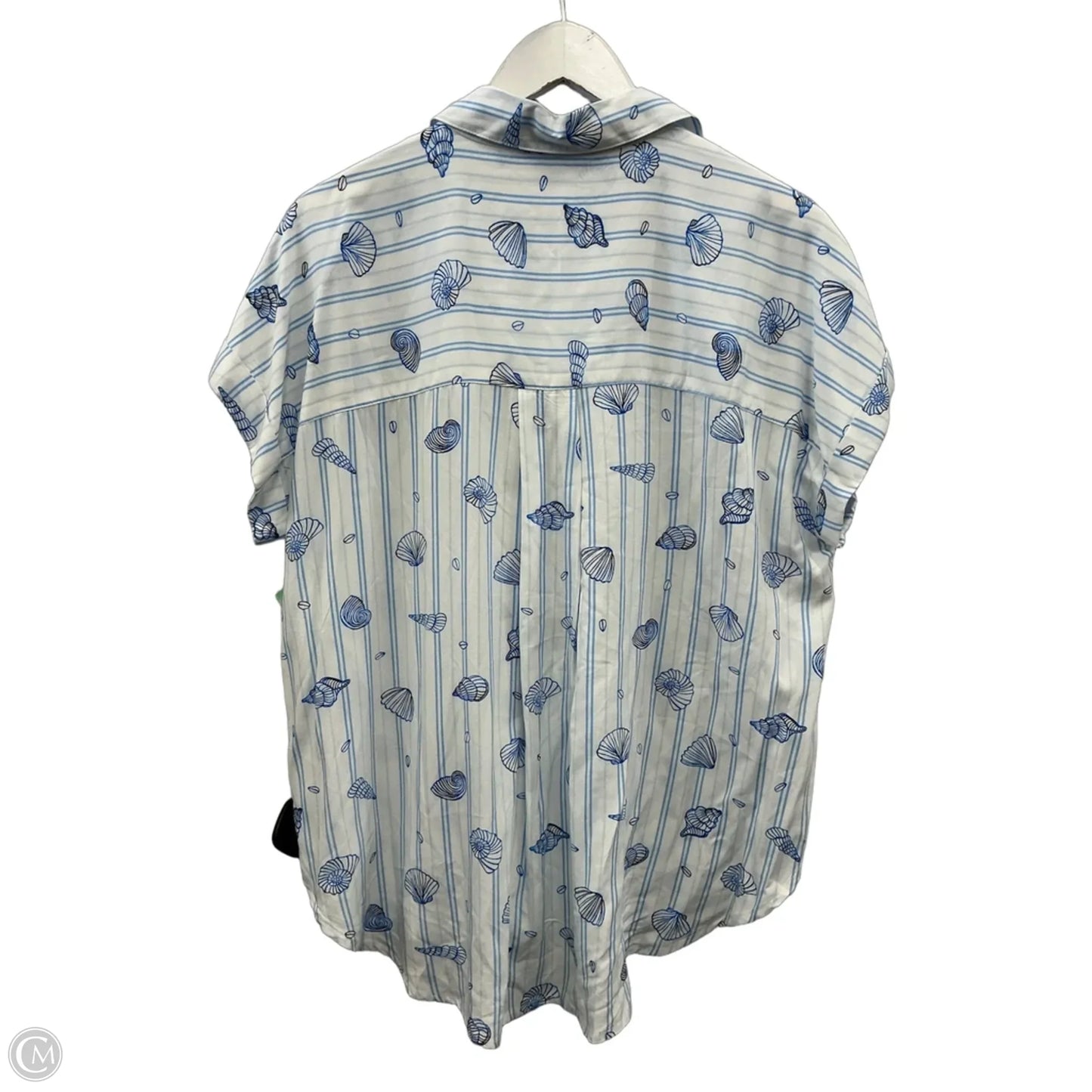 Top Short Sleeve By Jane And Delancey In Blue & White, Size: L