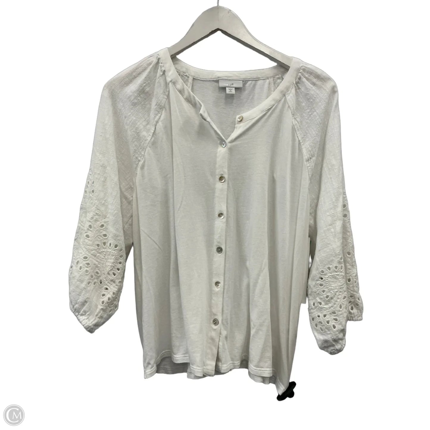 Top 3/4 Sleeve By J. Jill In White, Size: Mp