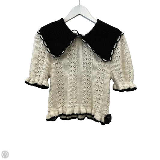 Sweater Short Sleeve By Divided In Black & Cream, Size: Xs