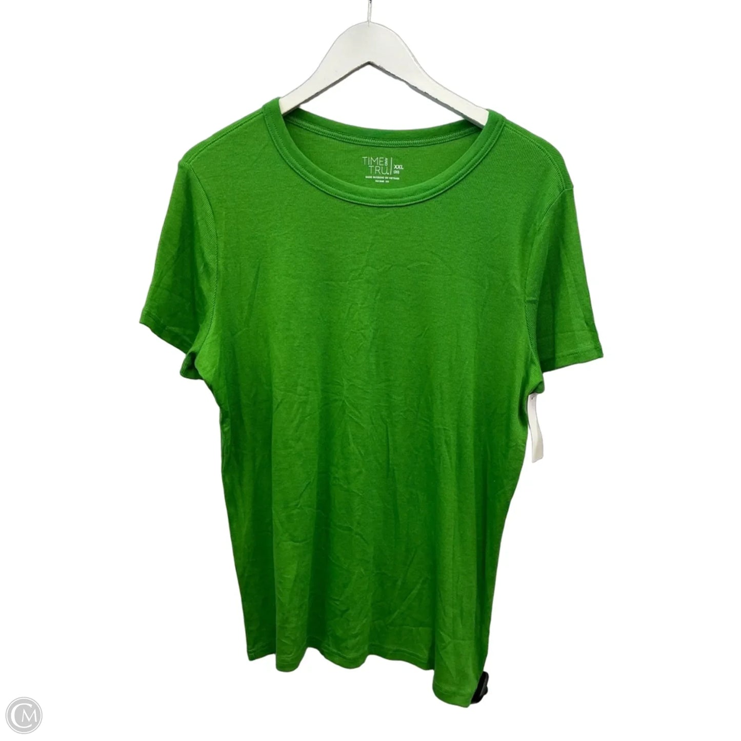 Top Short Sleeve Basic By Time And Tru In Green, Size: Xxl