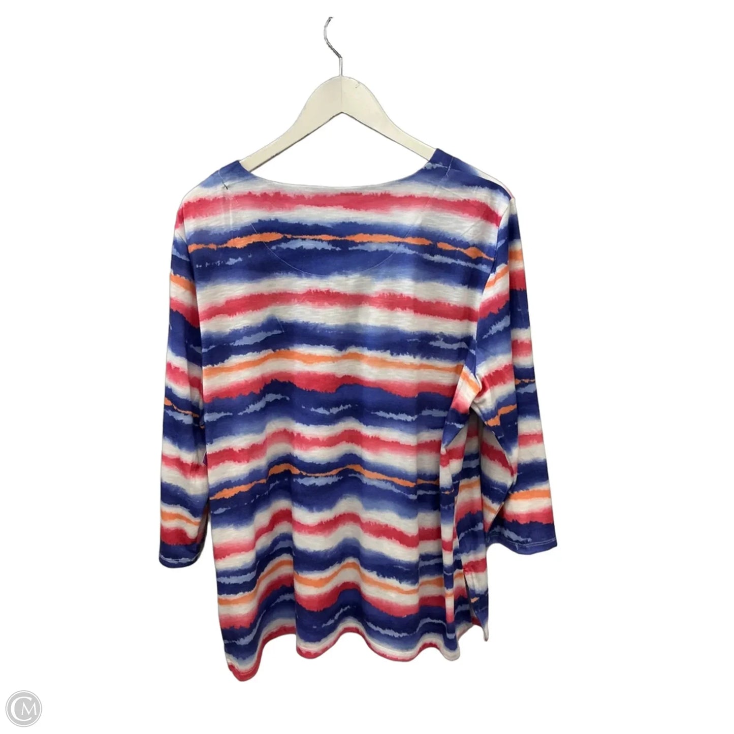 Top 3/4 Sleeve By Alfred Dunner In Blue & White, Size: 1x