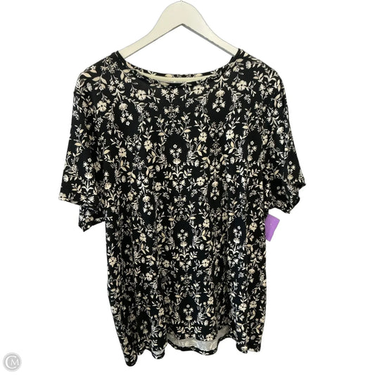 Top Short Sleeve By Croft And Barrow In Black & Cream, Size: 1x