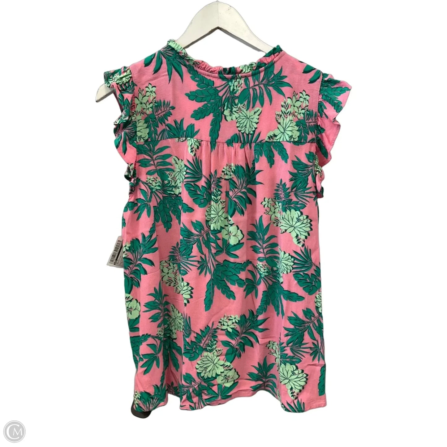 Top Short Sleeve By Loft In Green & Pink, Size: L