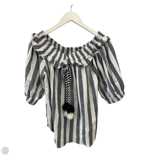 Top Short Sleeve Designer By Misa In Blue & White, Size: L