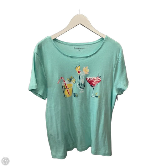 Top Short Sleeve By Croft And Barrow In Aqua, Size: L