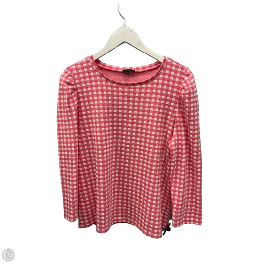 Top Long Sleeve By Ann Taylor In Pink & White, Size: M