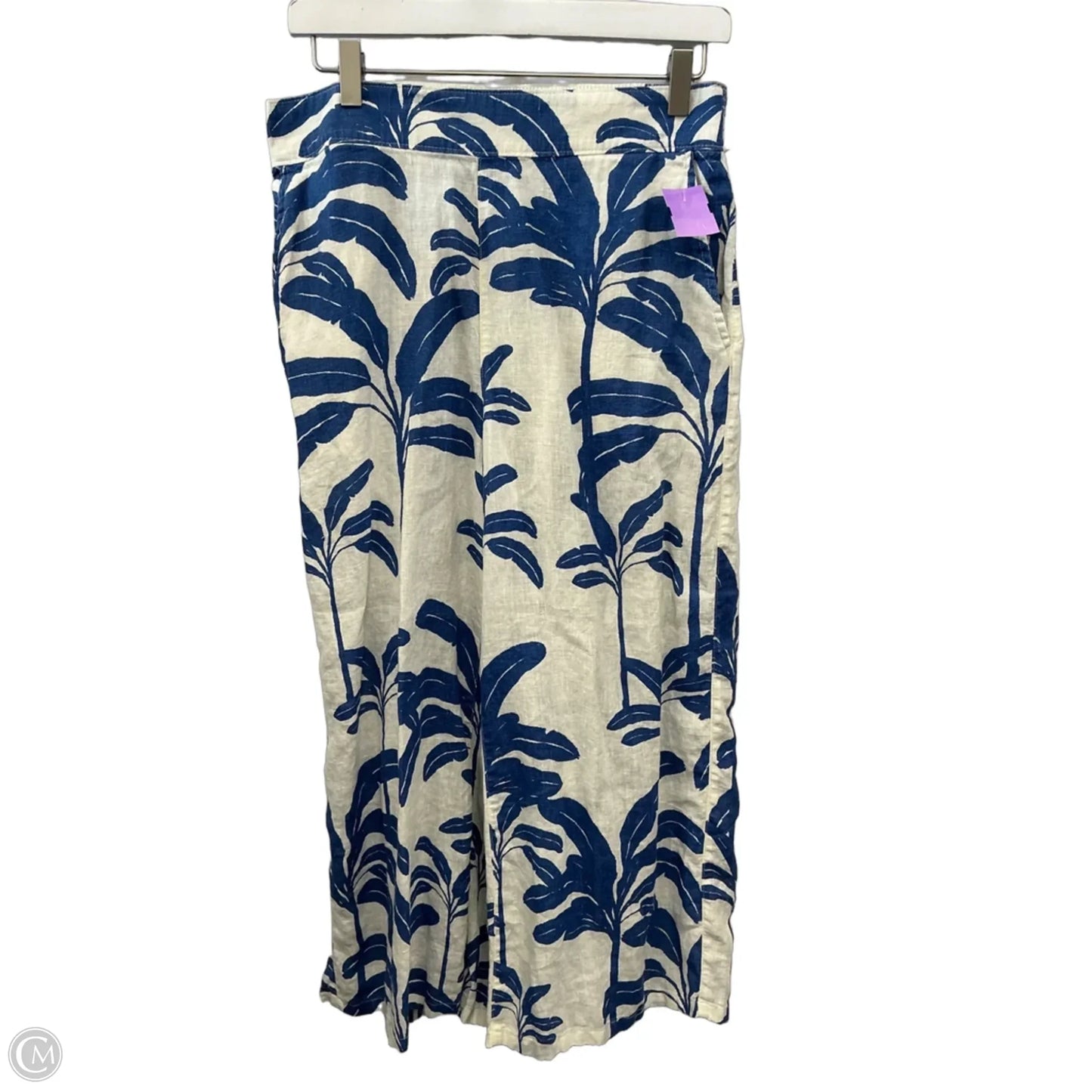 Pants Linen By Tahari In Blue & White, Size: 12