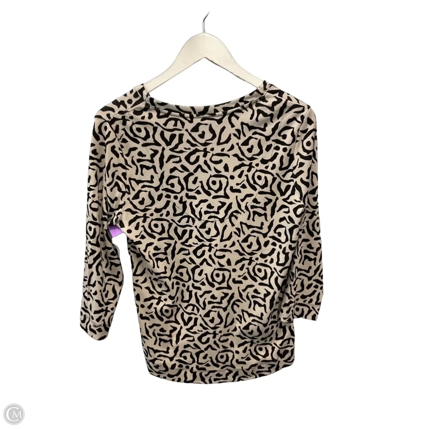 Top 3/4 Sleeve By Chicos In Black & Tan, Size: M