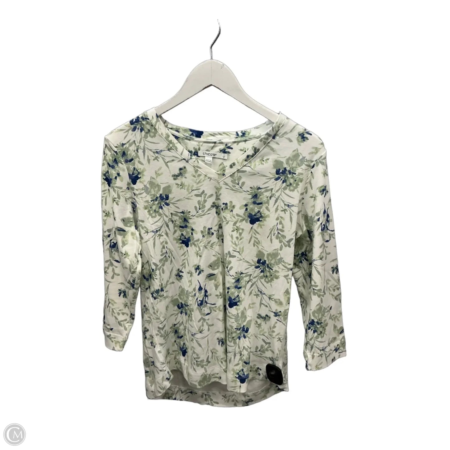 Top 3/4 Sleeve By Chicos In Green, Size: M