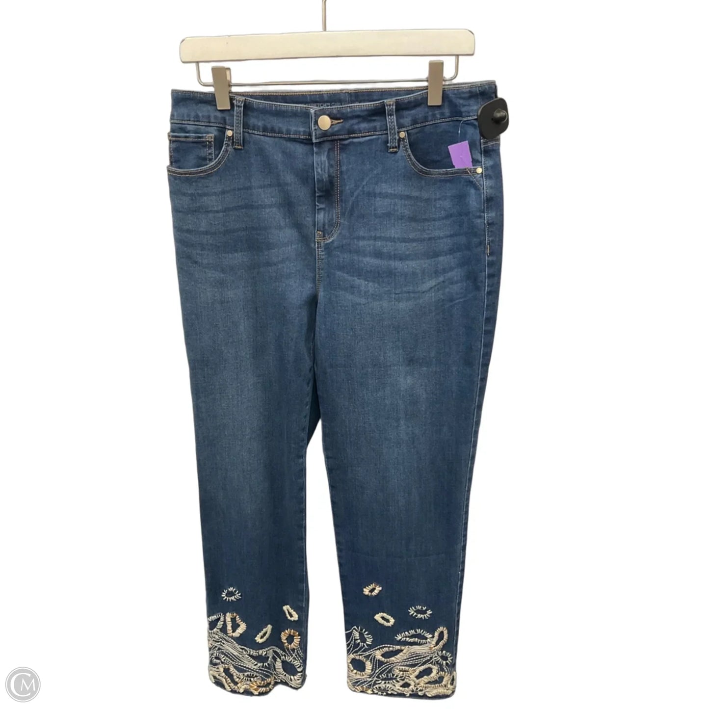 Jeans Cropped By Chicos In Blue Denim, Size: 6