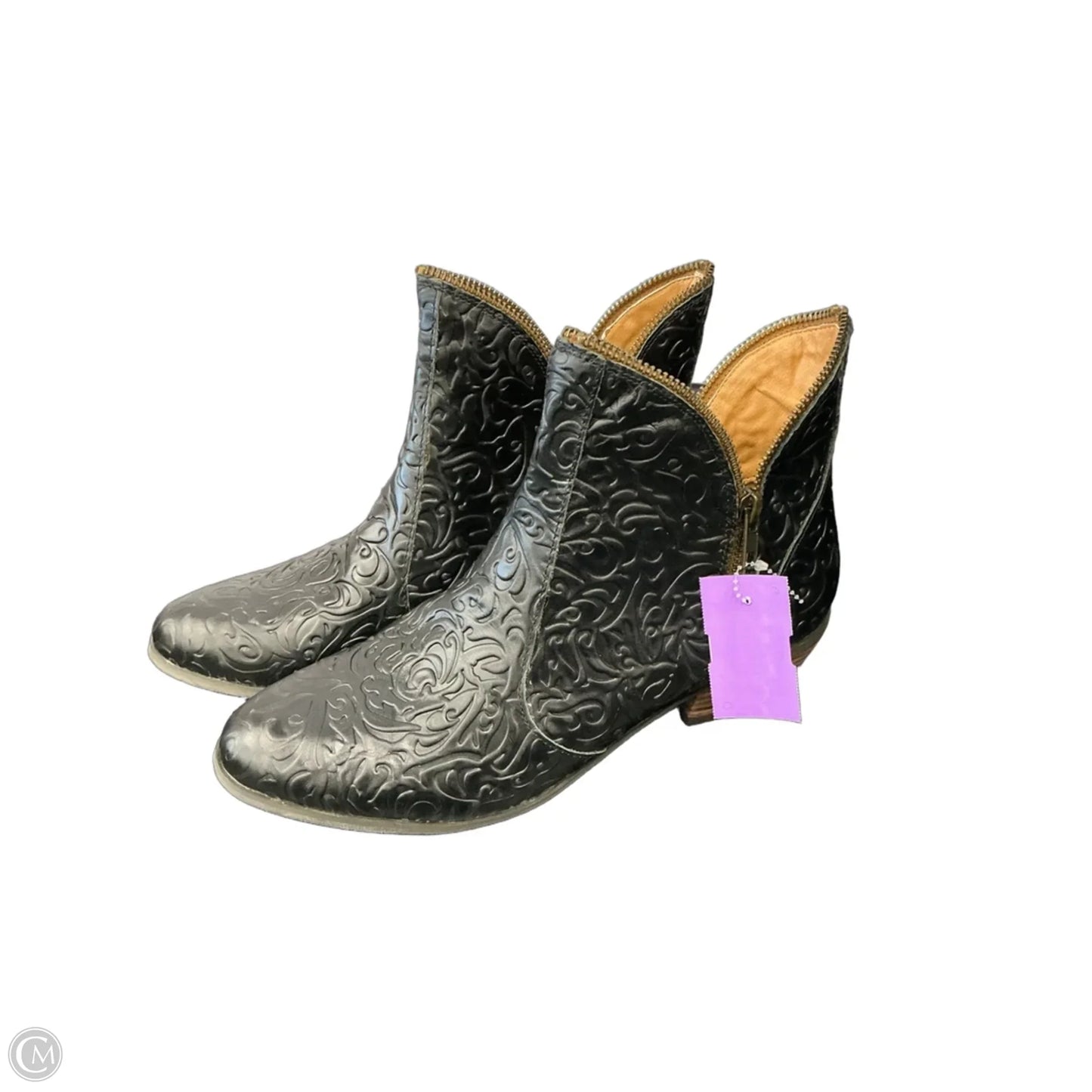 Boots Ankle Heels By Clothes Mentor In Black, Size: 9.5