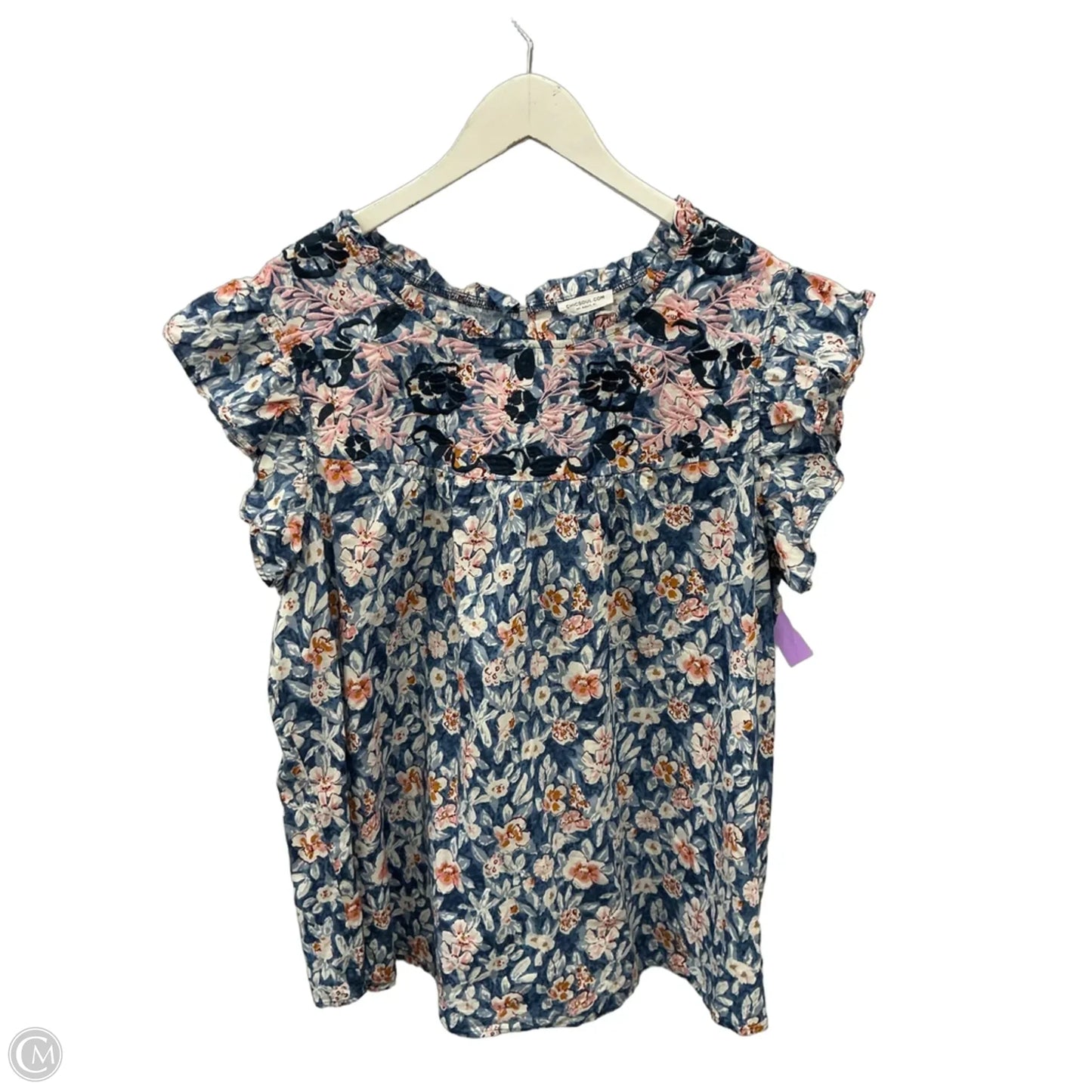 Top Short Sleeve By Chicsoul In Blue, Size: 3x