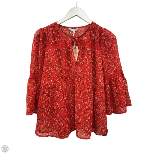 Top 3/4 Sleeve By Lucky Brand In Red, Size: S