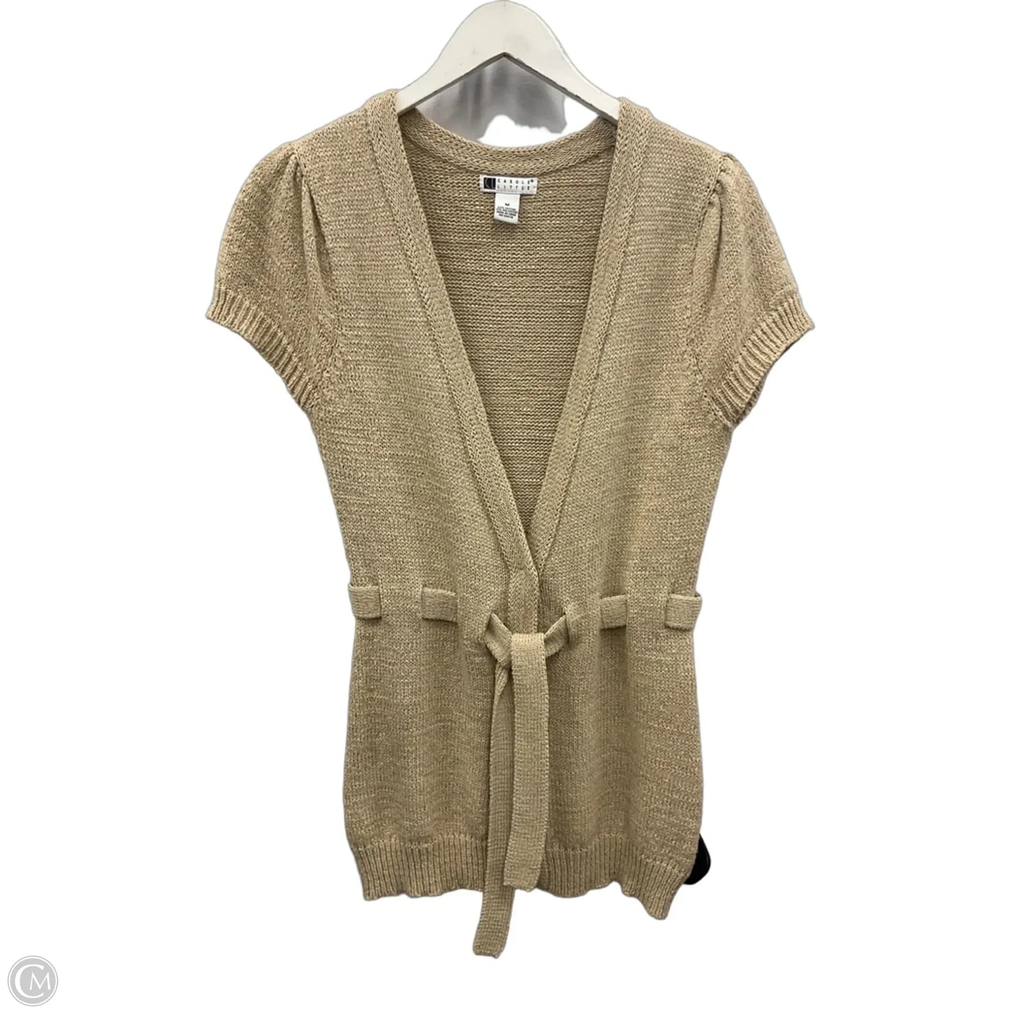 Sweater Cardigan By Carole Little In Tan, Size: M