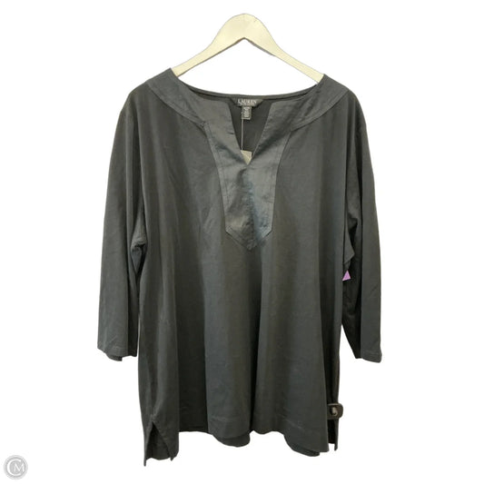 Top 3/4 Sleeve By Lauren By Ralph Lauren In Black, Size: 2x