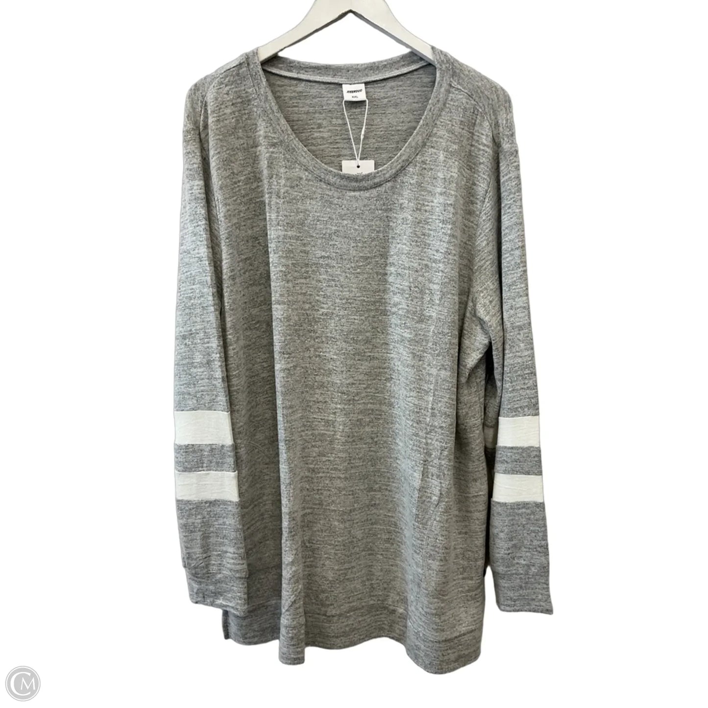 Top Long Sleeve By Clothes Mentor In Grey & White, Size: Xxl