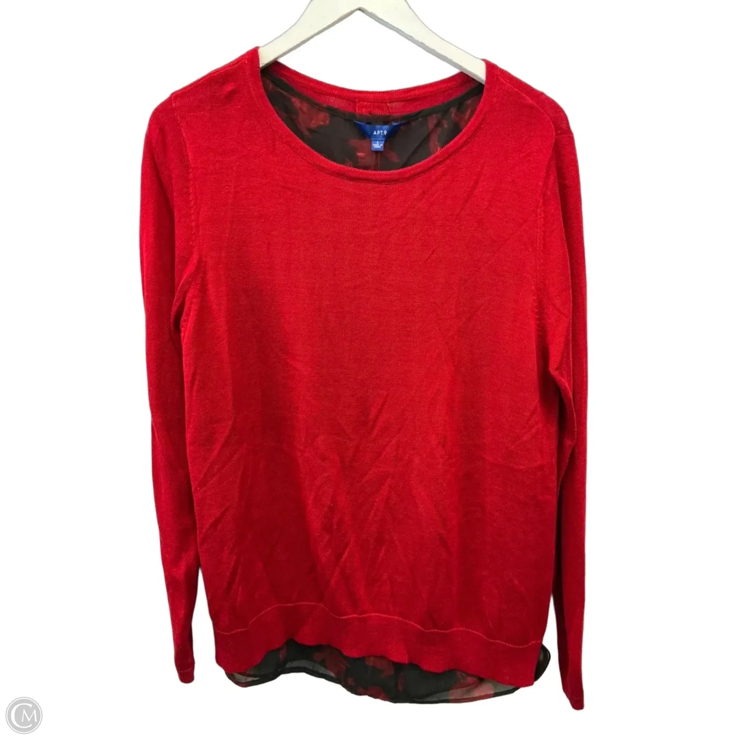 Top Long Sleeve By Apt 9 In Red, Size: L