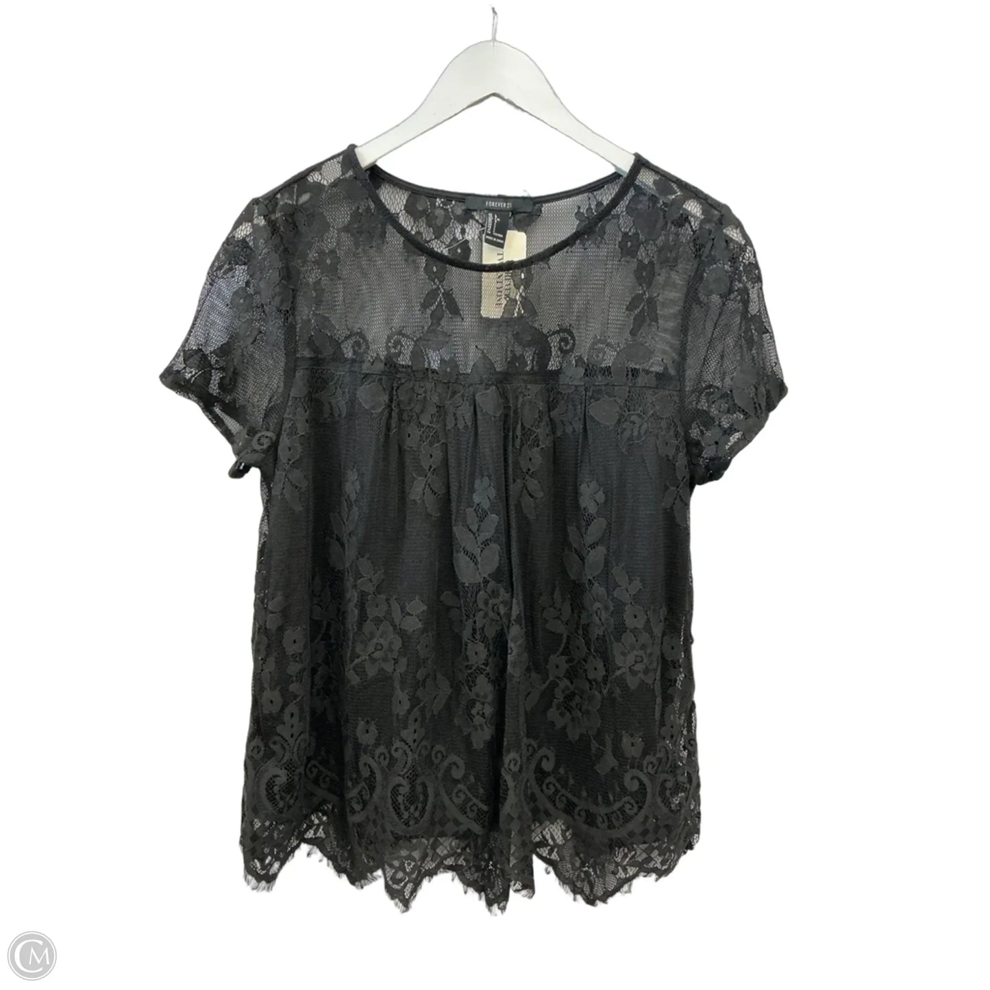 Top Short Sleeve By Forever 21 In Black, Size: L