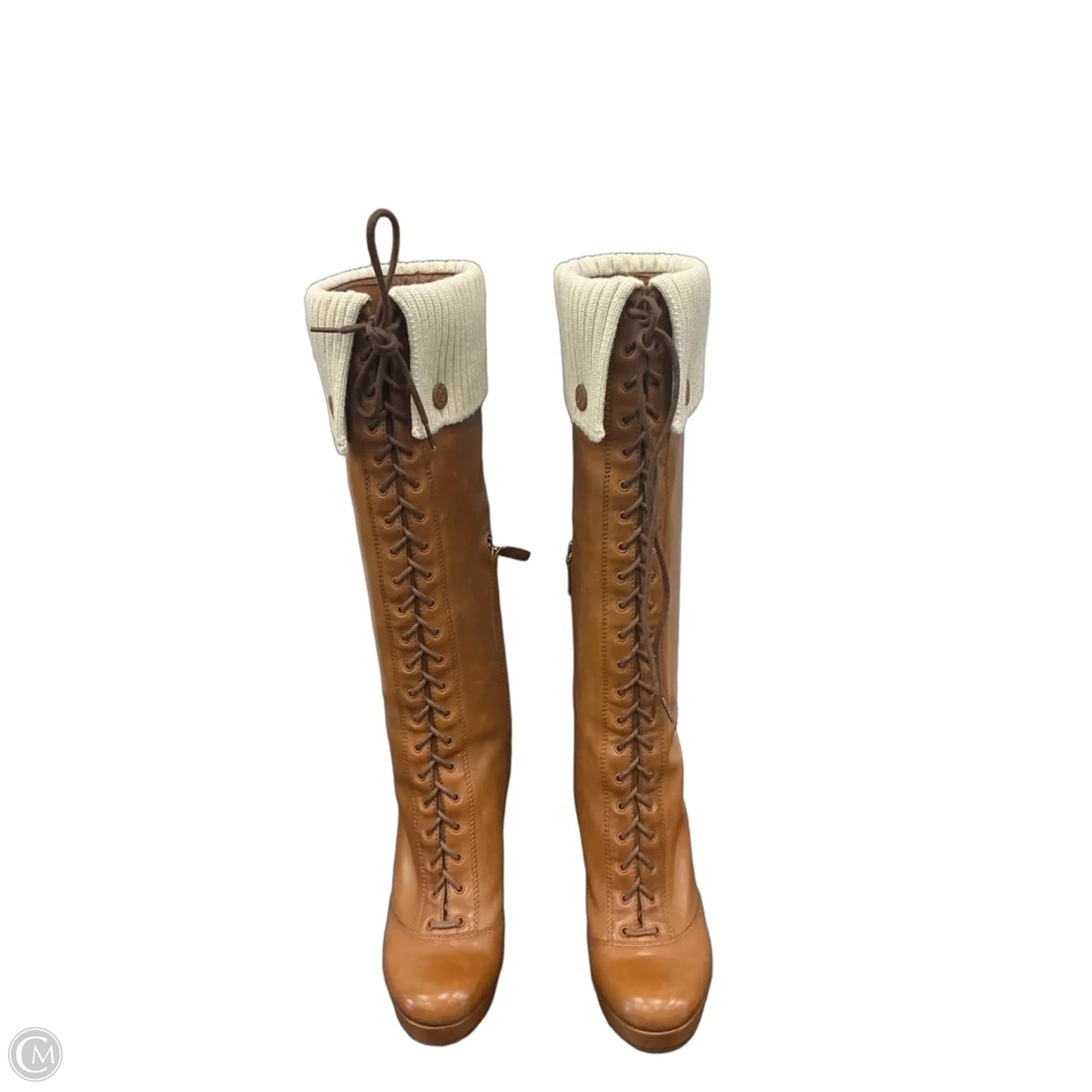 Boots Luxury Designer By Gucci In Brown, Size: 10