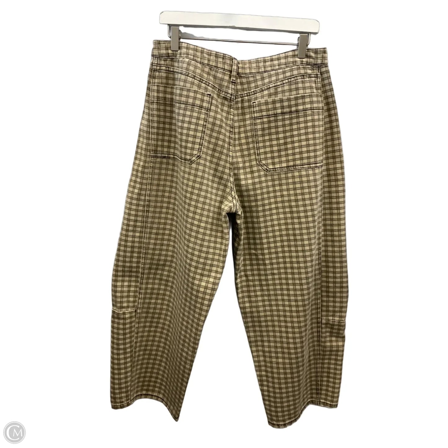 Jeans Wide Leg By Miou Muse In Brown & Cream, Size: 12