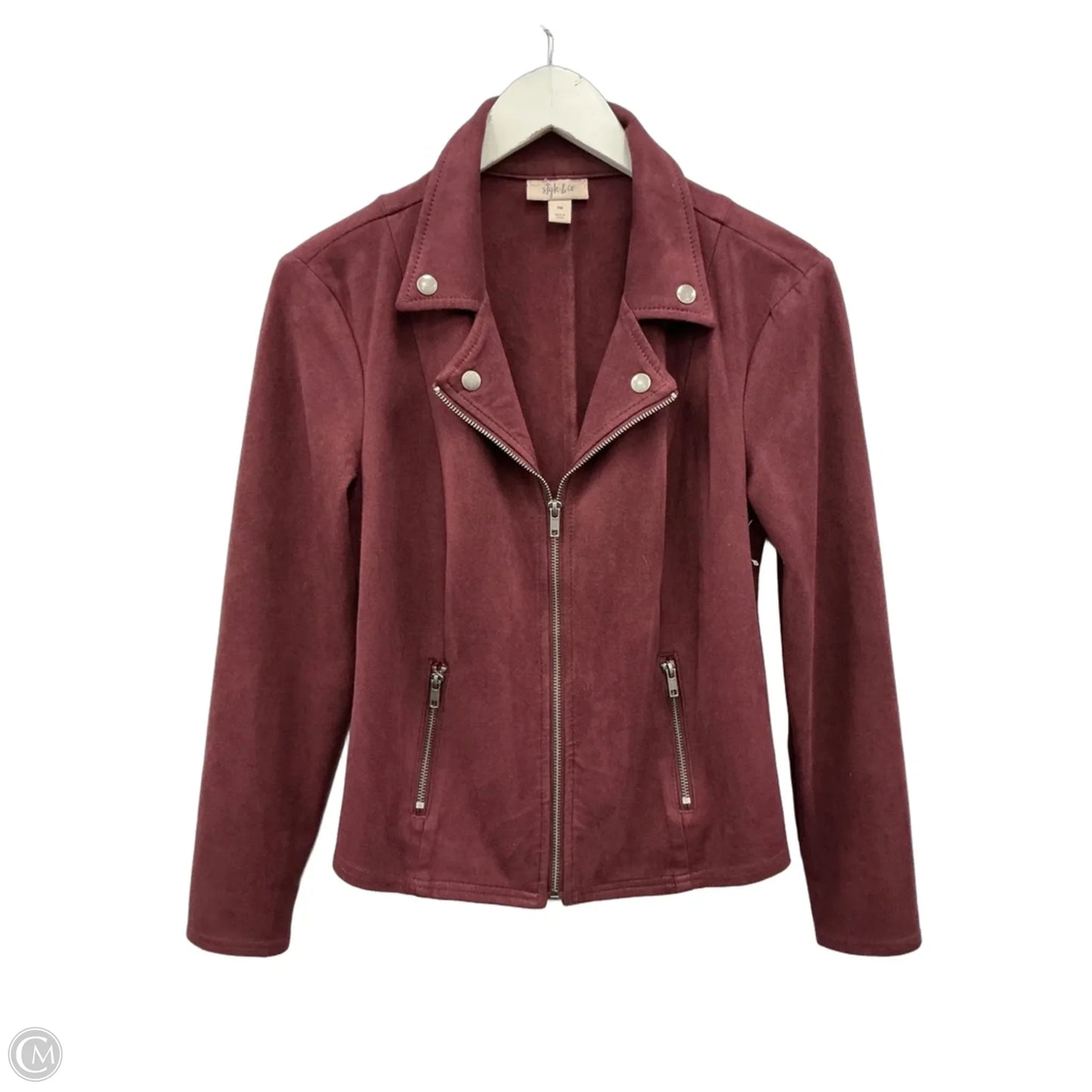 Jacket Moto By Style And Company In Maroon, Size: Mp