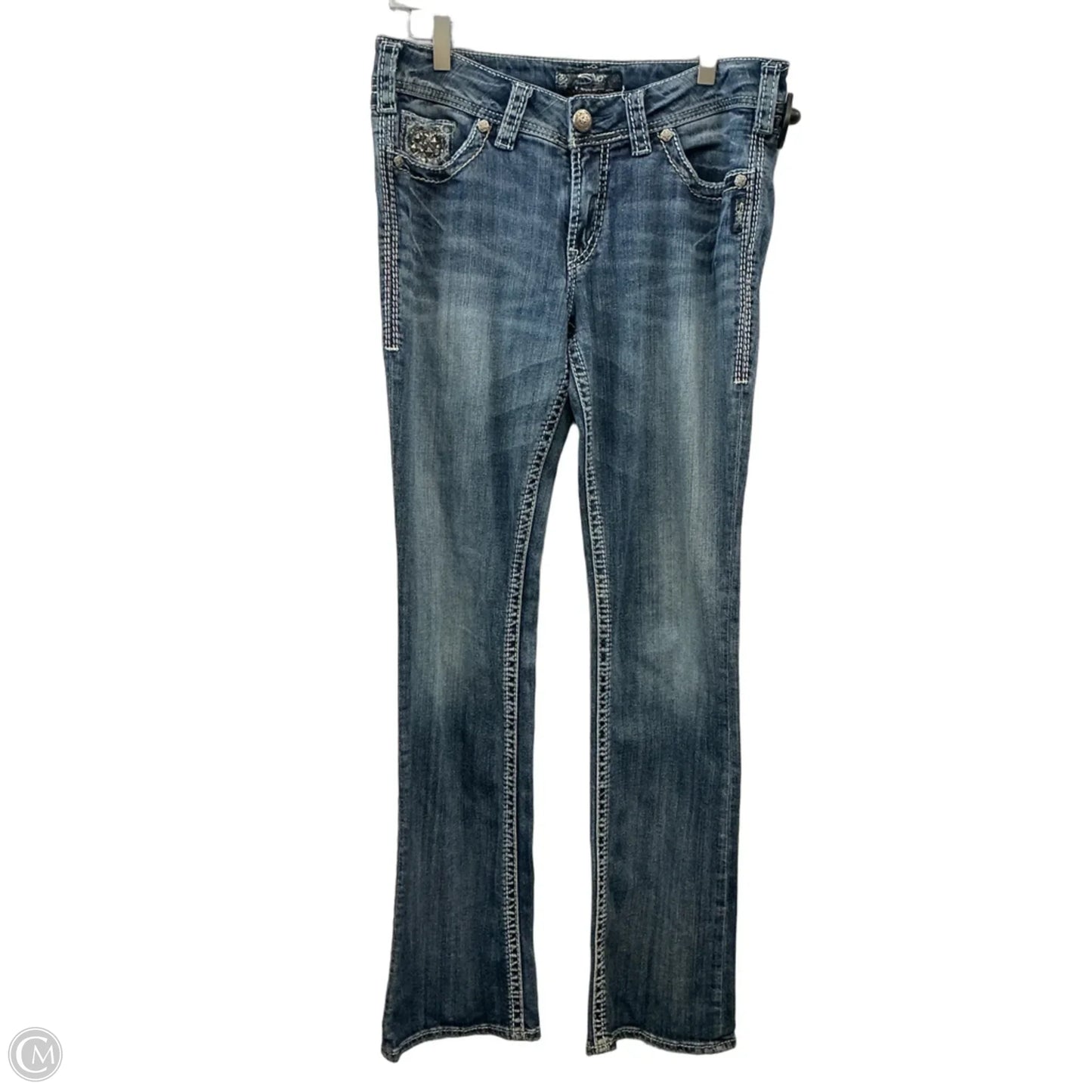 Jeans Boot Cut By Silver In Blue Denim, Size: 8