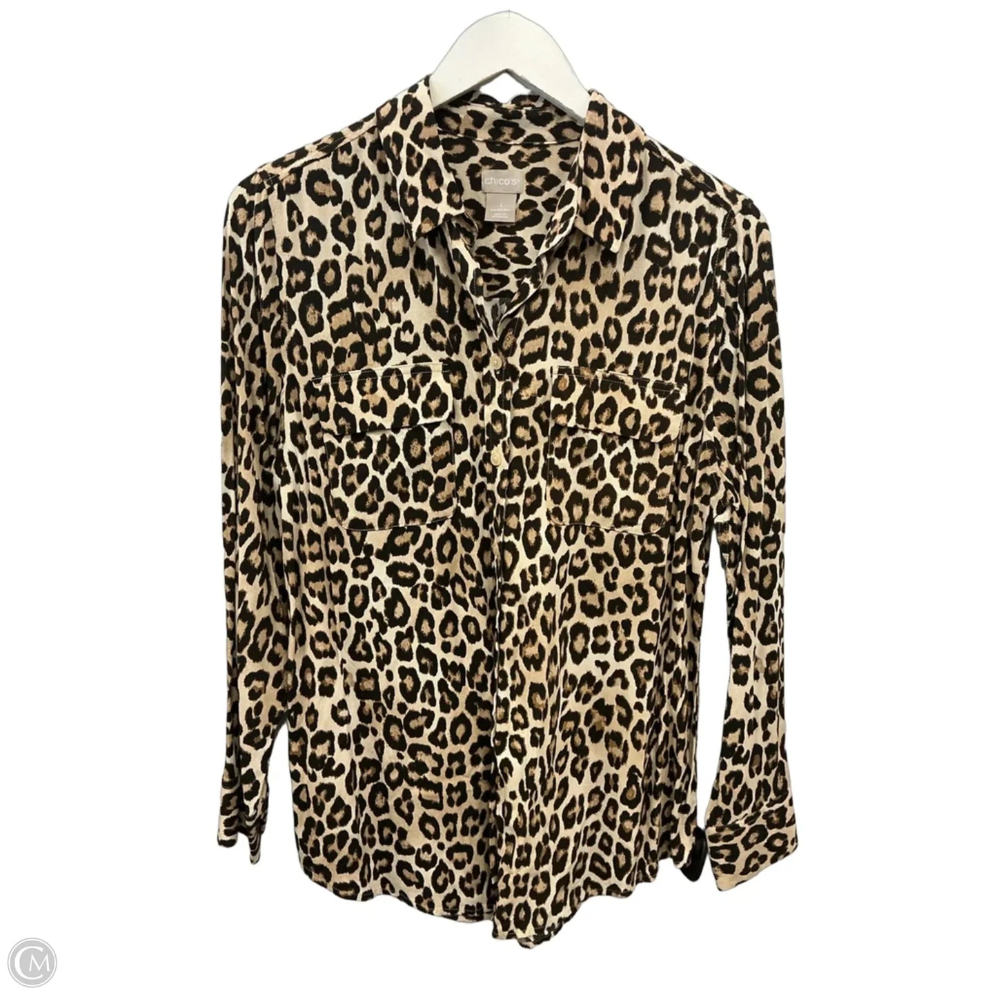 Top Long Sleeve By Chicos In Animal Print, Size: M