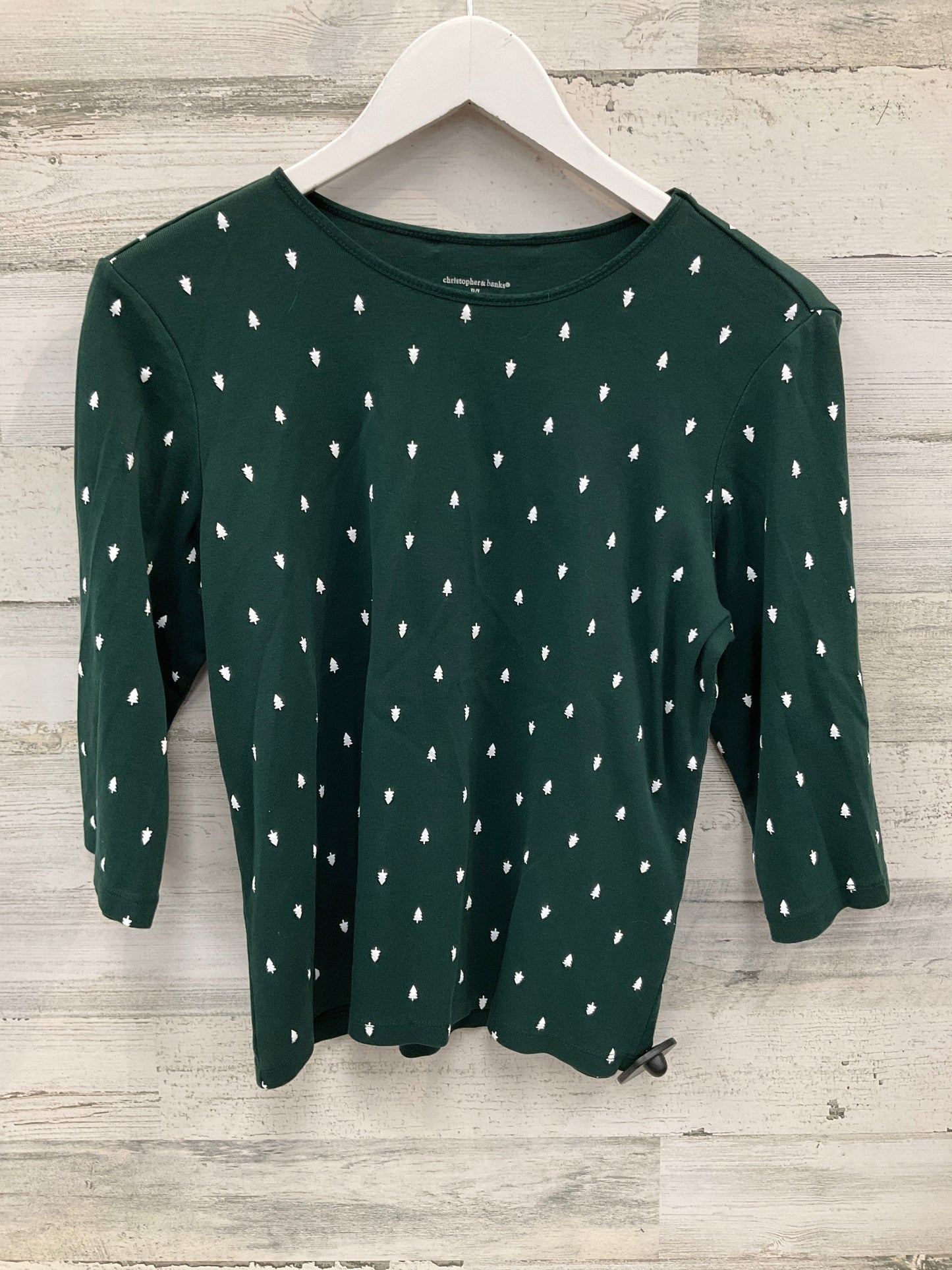 Top 3/4 Sleeve By Christopher And Banks In Green, Size: Petite Large