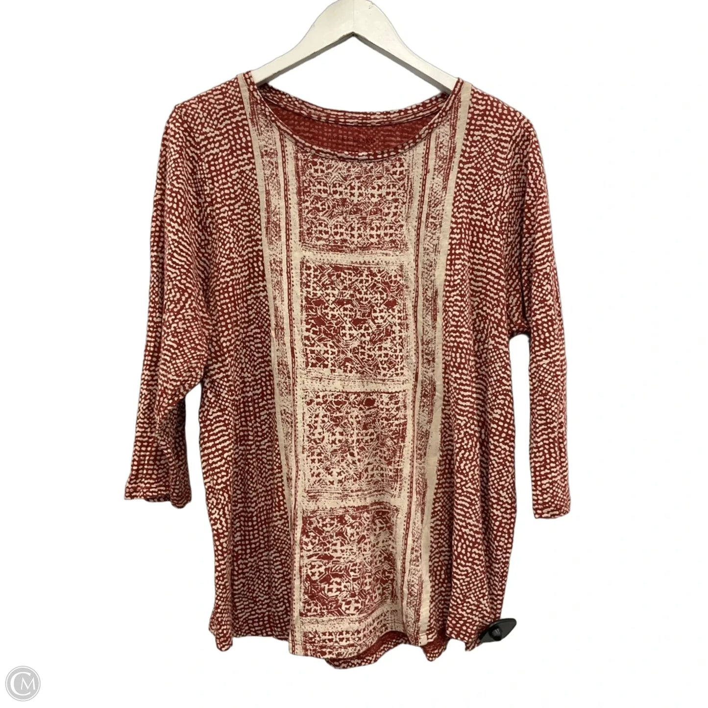 Top 3/4 Sleeve By Lucky Brand In Red & White, Size: 1x