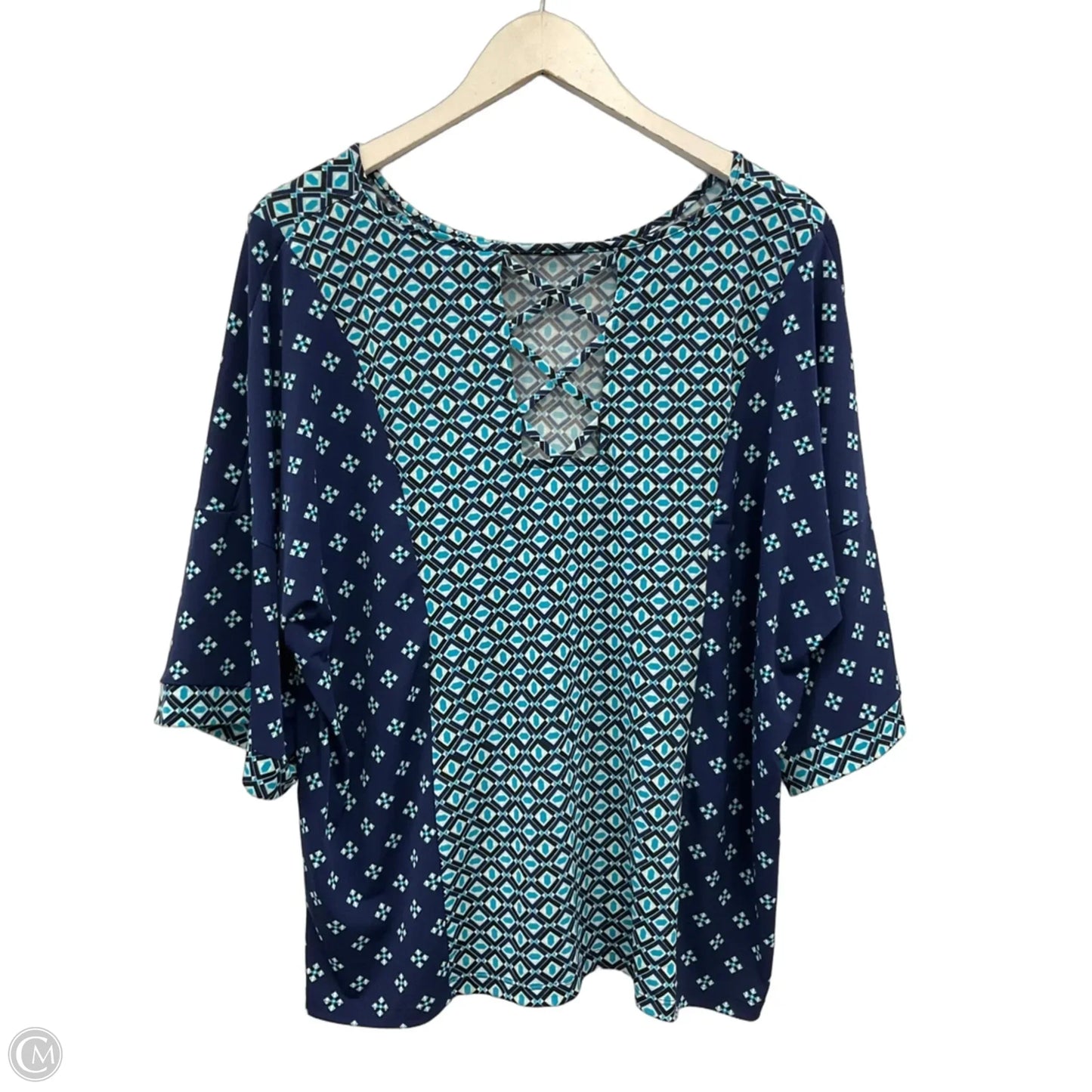 Top 3/4 Sleeve By Chicos In Blue, Size: Xl