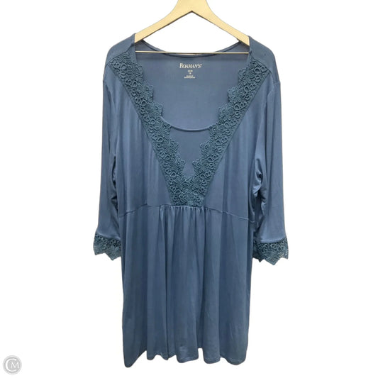 Tunic 3/4 Sleeve By Roamans In Blue, Size: 1x