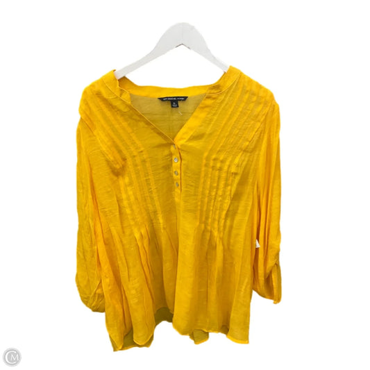 Top 3/4 Sleeve By Zac And Rachel In Yellow, Size: 2x