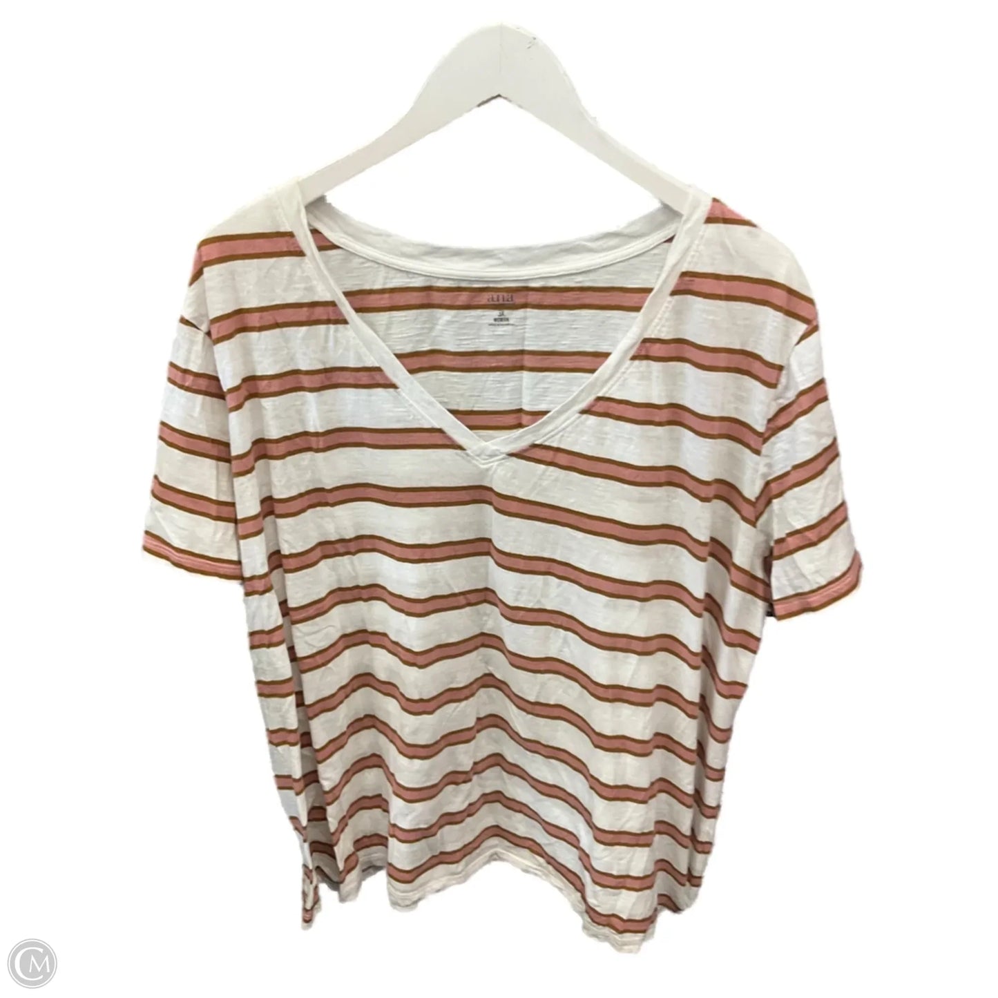 Top Short Sleeve By Ana In Pink & Tan, Size: 3x