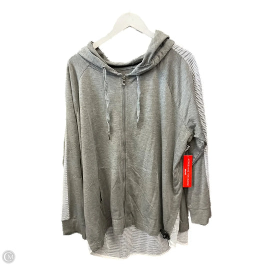 Sweatshirt Hoodie By Adrienne Vittadini In Grey & White, Size: 3x