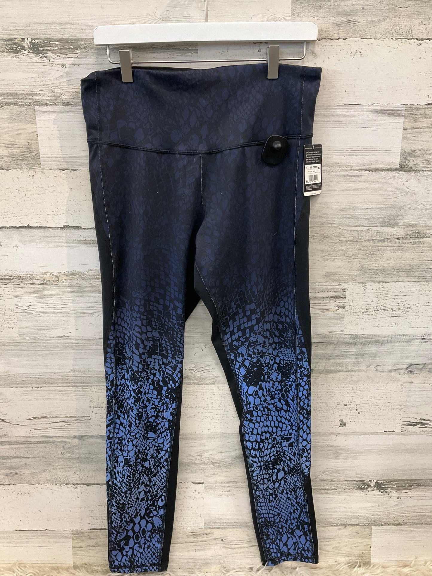 Athletic Leggings By Champion In Black & Blue, Size: Xl