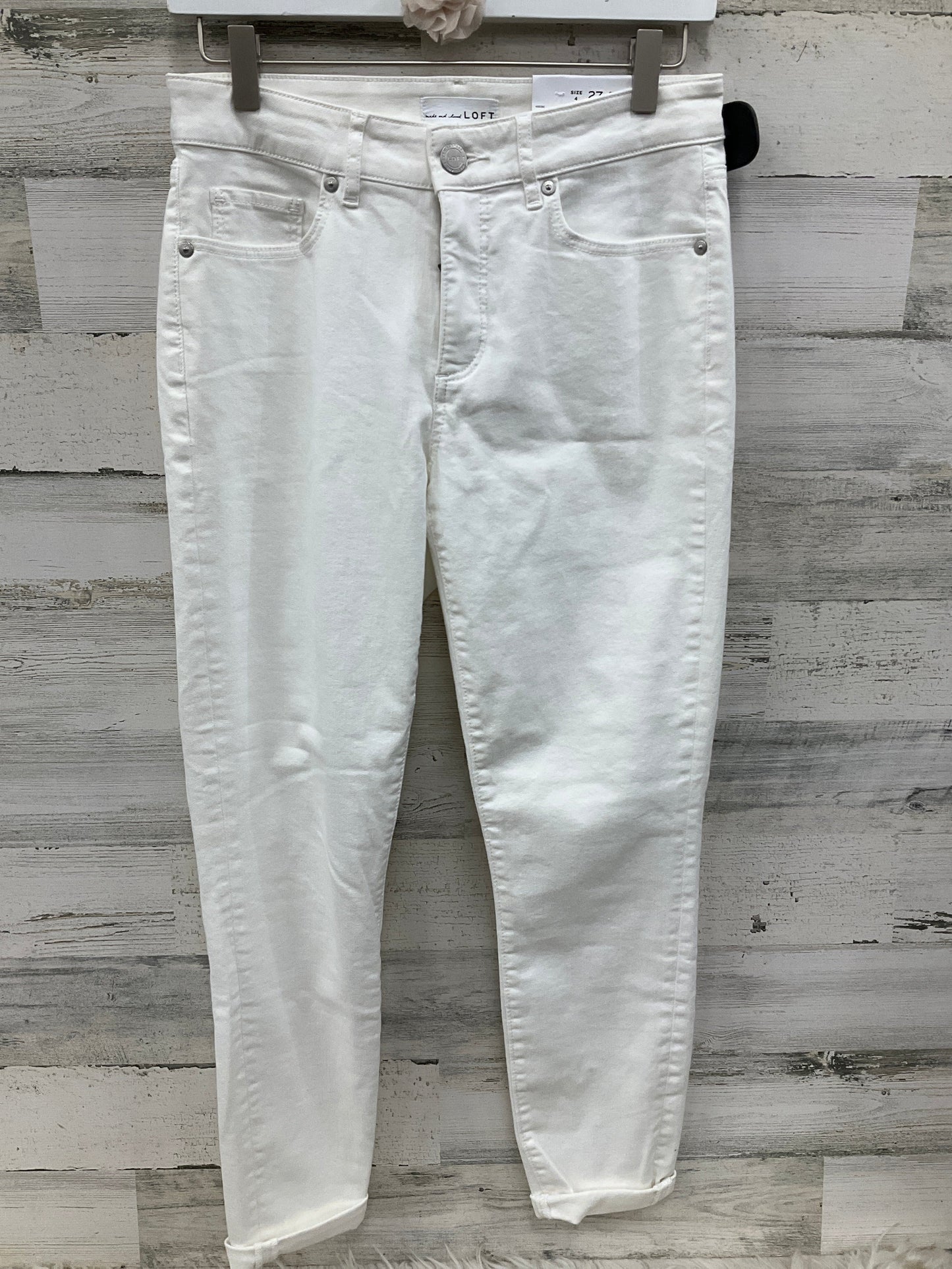 Jeans Straight By Loft In White Denim, Size: 4