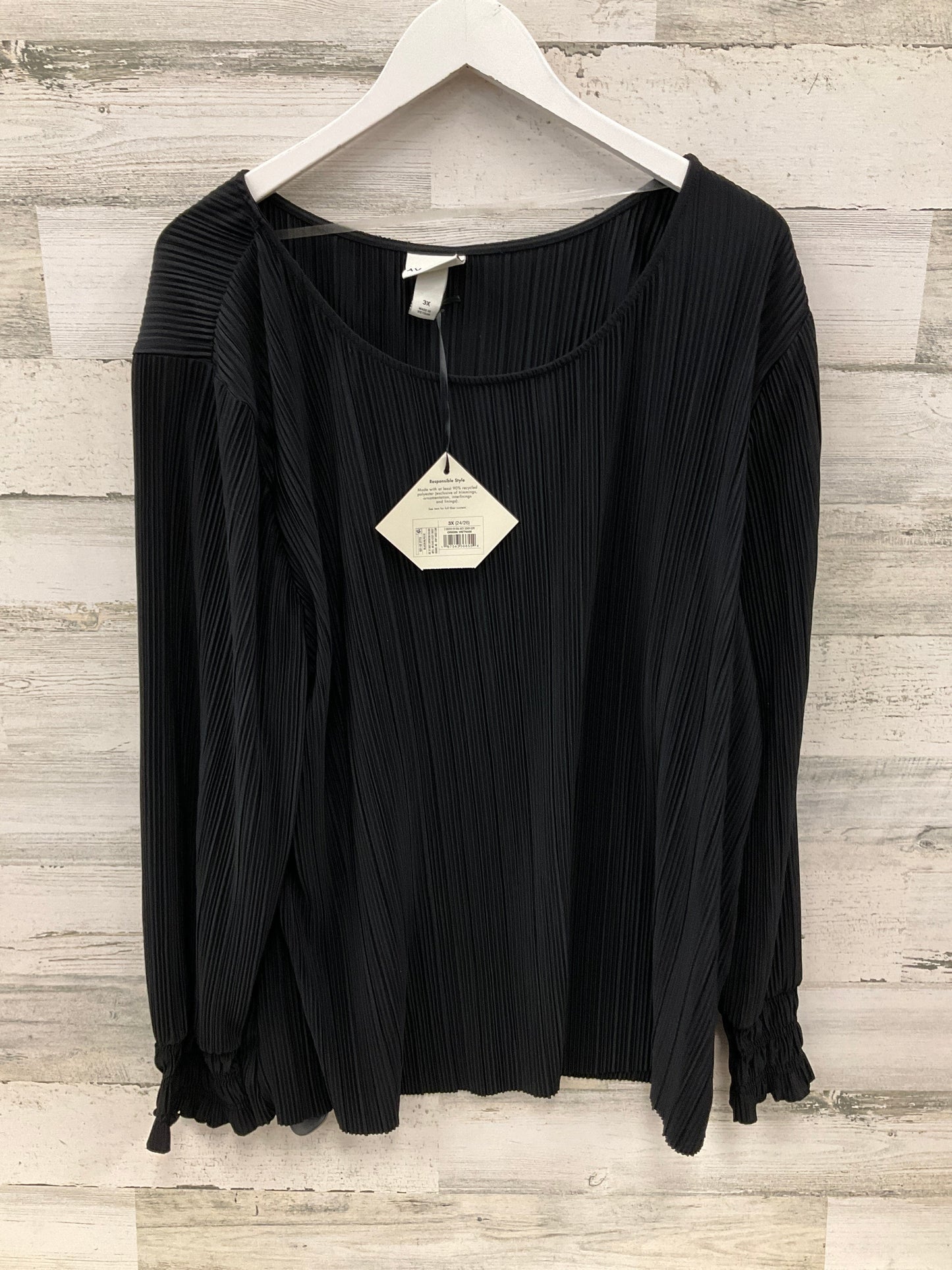 Top Long Sleeve By Ava & Viv In Black, Size: 3x