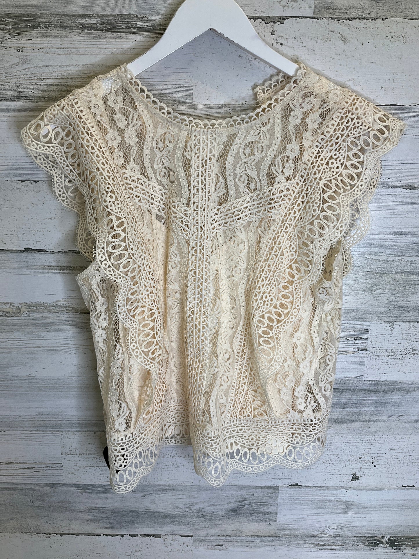 Cream Top Short Sleeve Lc Lauren Conrad, Size L