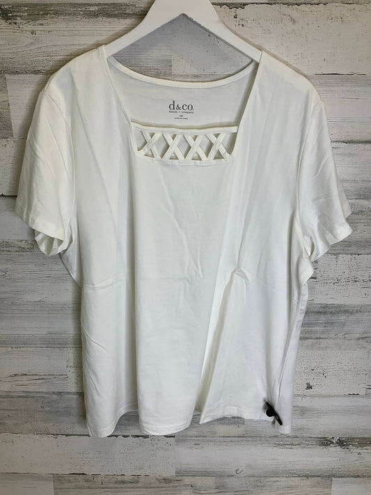 White Top Short Sleeve Denim And Company, Size 1x