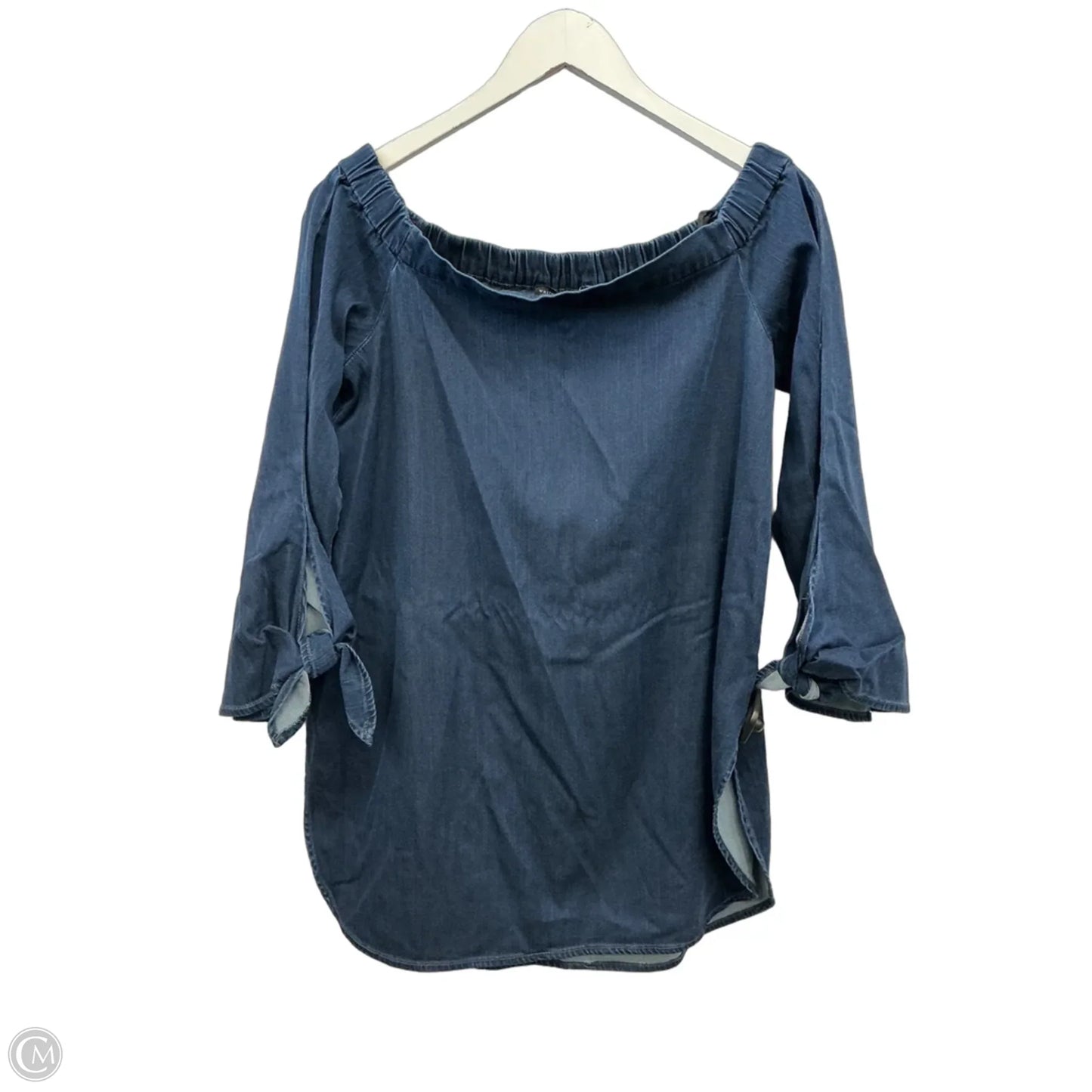 Top 3/4 Sleeve By White House Black Market In Blue Denim, Size: M