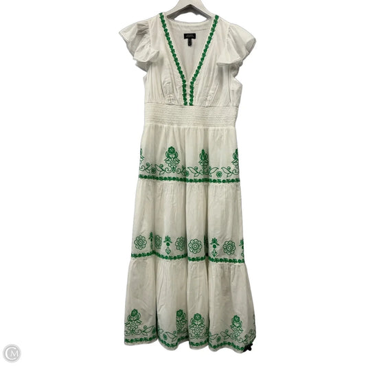Dress Casual Maxi By Adrianna Papell In Green & White, Size: 10