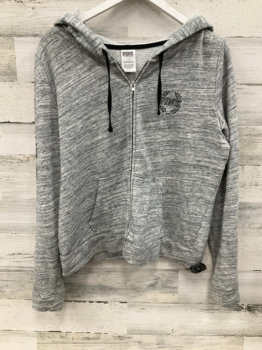 Sweatshirt Hoodie By Pink In Grey, Size: L