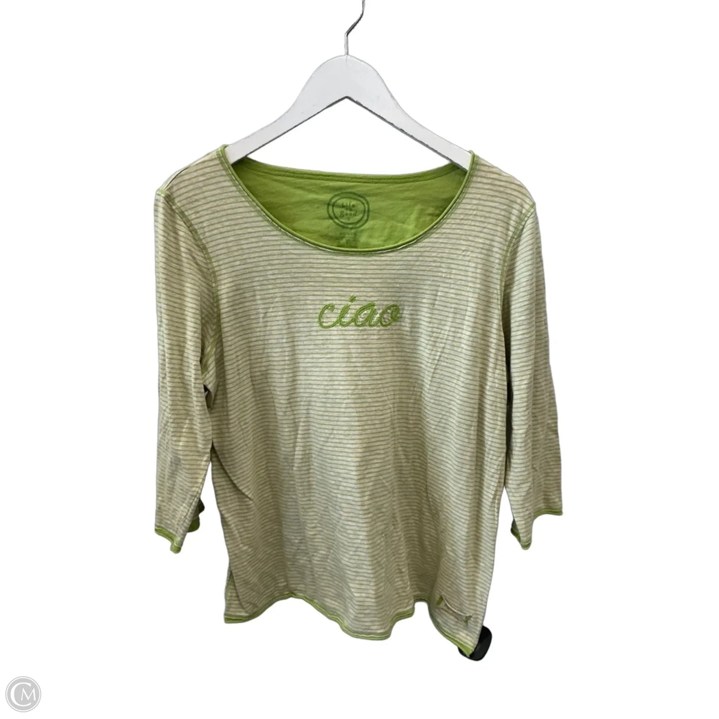 Top 3/4 Sleeve By Life Is Good In Green, Size: L