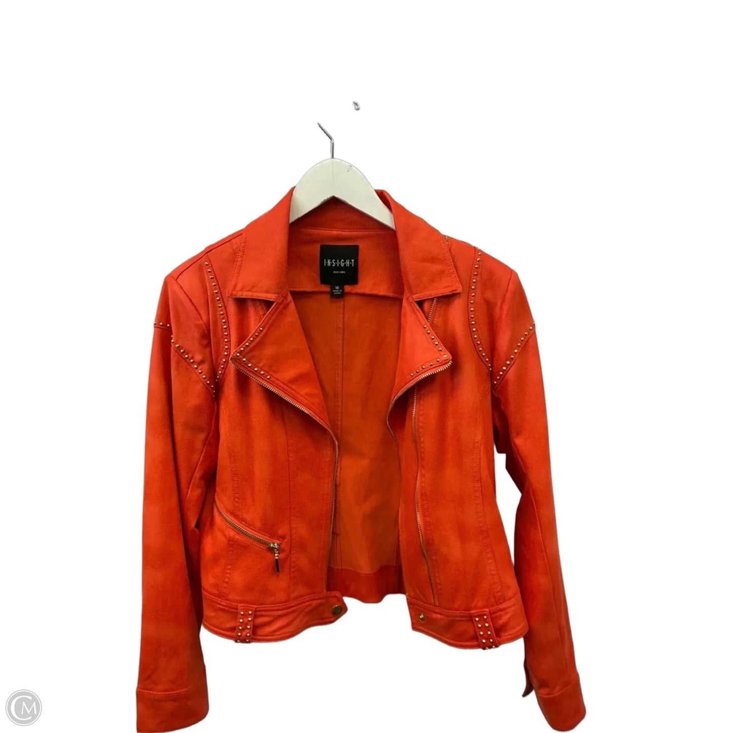 Jacket Moto By Clothes Mentor In Orange, Size: M